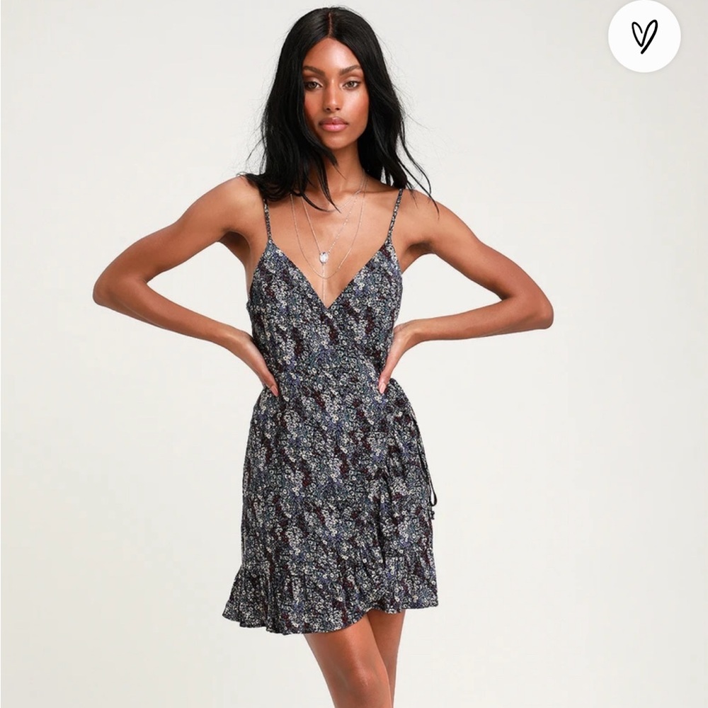Free People All my Love Wrap Dress in Black Comb